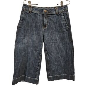 Lands End Womens Blue Denim Cropped Wide Leg Jeans Size 6
